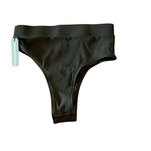 NWT Somerfield Sz M Ribbed Hamilton High Cheeky Bikini Swim Bottom Midnight